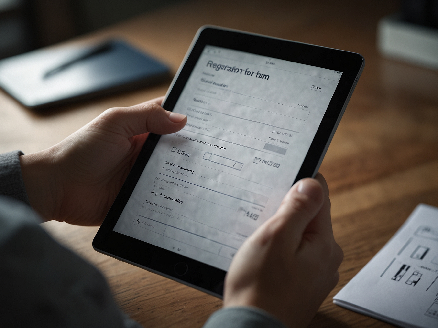 Registration form on a tablet